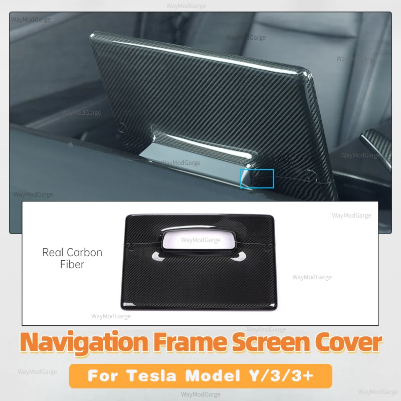 

Screen Back Cover for Tesla Model Y/3/3+ Highland 2024 Real Carbon Fiber 3K 240G Handmade Navigation Frame Screen Cover Stickers