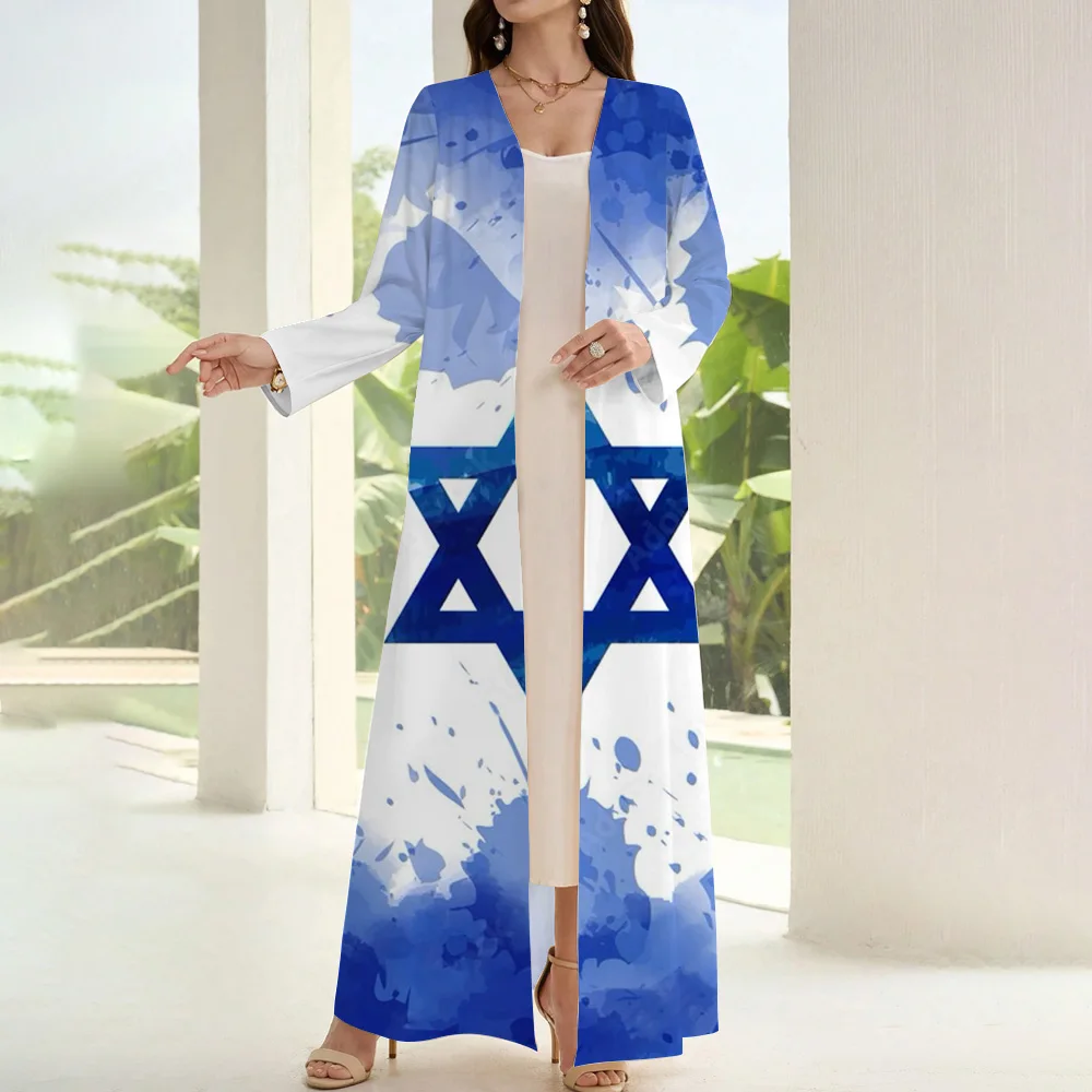 Women Islamic Clothing Abaya Trumpet Sleeve One-piece Dress Muslim Dubai Saudi Luxury Robe Elegant Printing Ramadan Abaya Dress