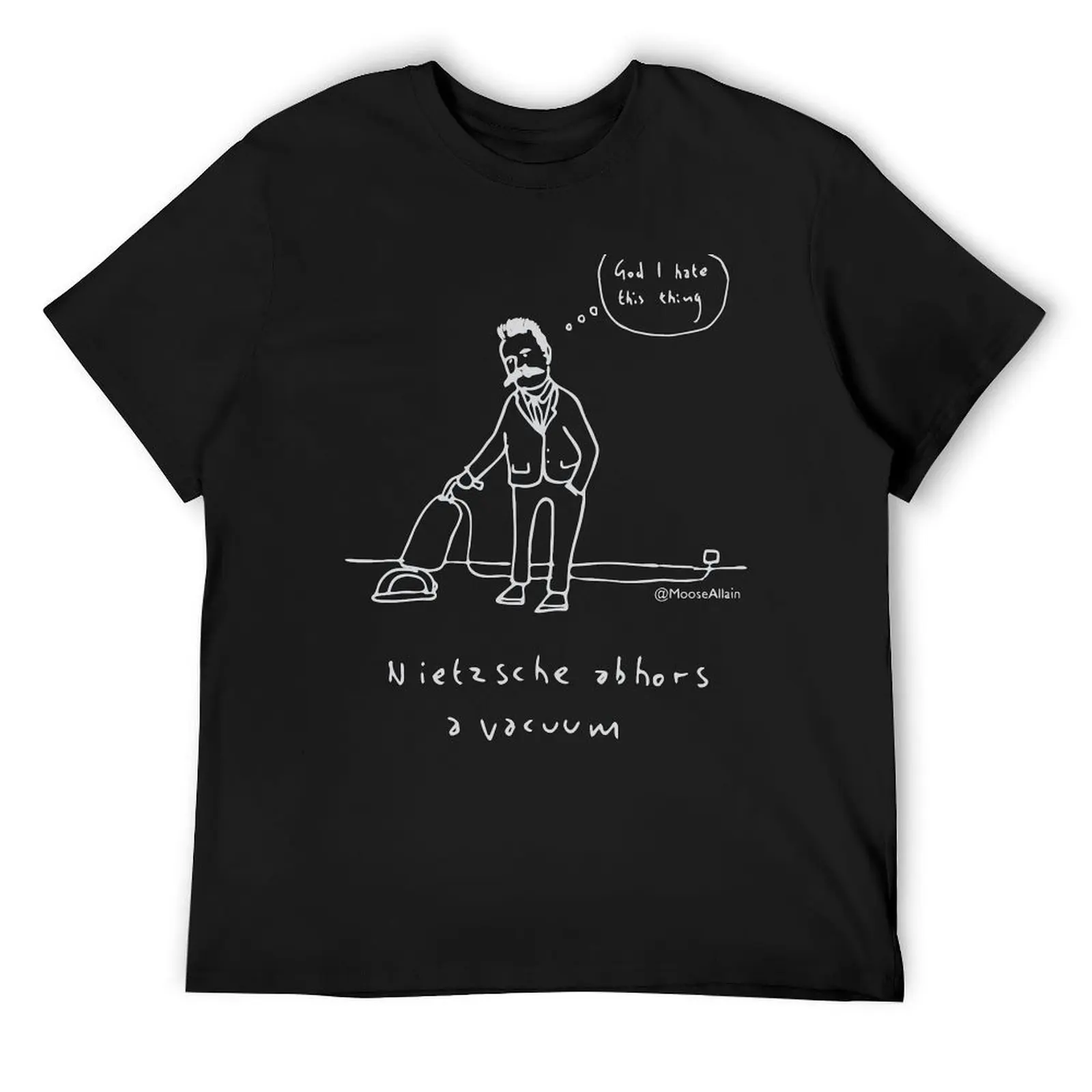 

Nietzsche abhors a vacuum - Pale print for dark T-Shirt oversized graphic tee blue archive quick-drying men clothings