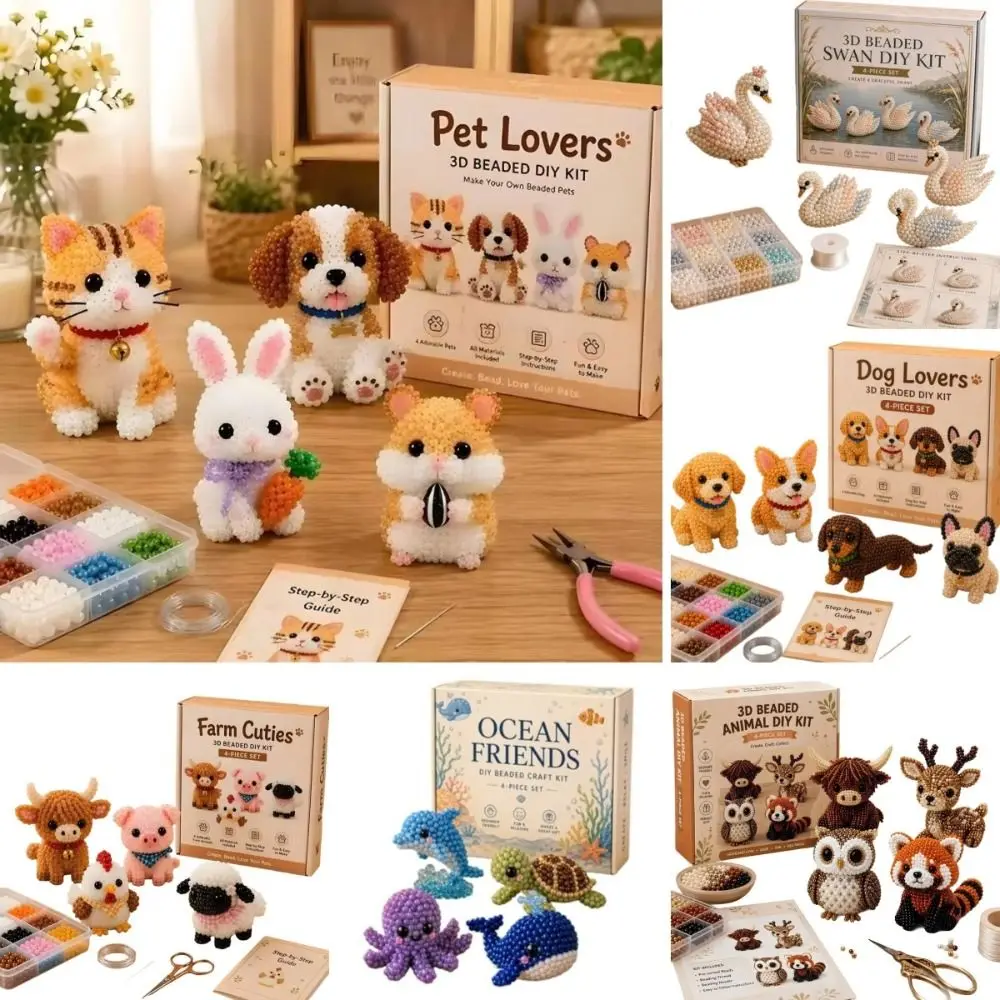 kit-de-micangas-3d-criativas-de-animais-4-pecas--mini-conjunto-de-artesanato-com-micangas-de-animais-de-fazenda-e-mar-para-atividades-diy