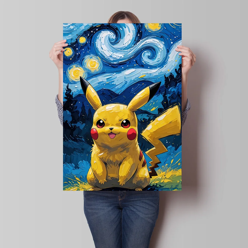 1pc frameless Canvas Paintings Van Gogh Style Pokemon Pikachu Wall Decoration Multiple Characters Are Available Creating A Uniqu