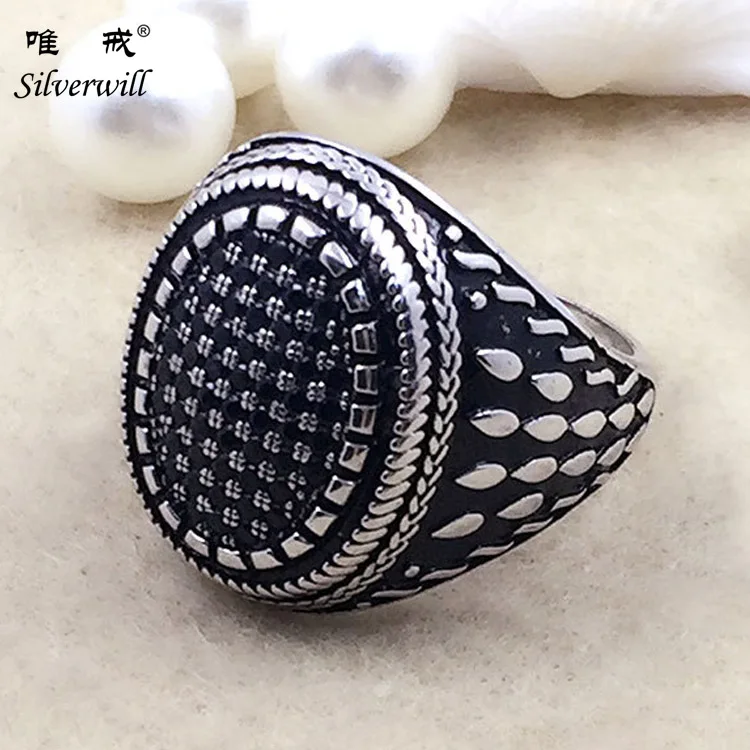 

Hotslae Turkish Men Ring Designs 925 Thai Silver Rings