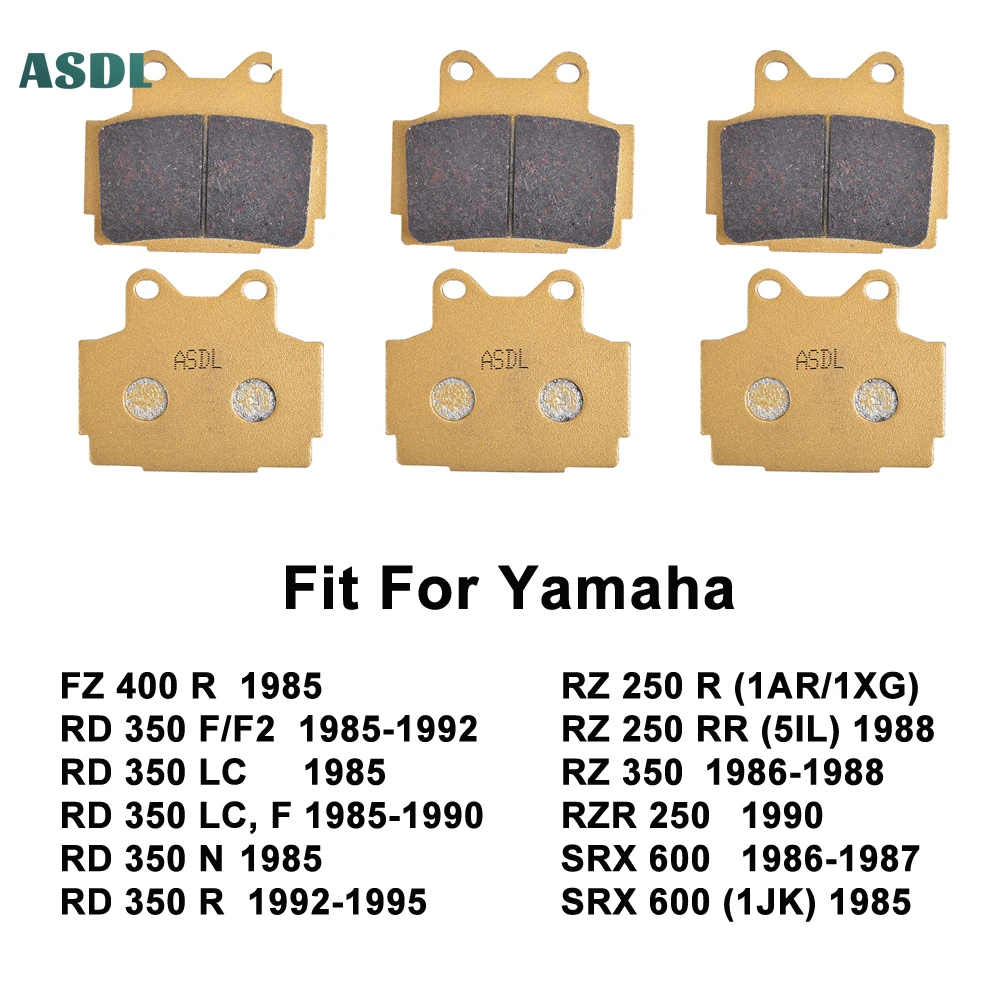 Motorcycle Front and Rear Brake Pads For Yamaha FZ400R RD350 F/F2 1985-1992 RD350R 1992-1995 RZ 250 350 RZR 250 SRX 600 1985-87