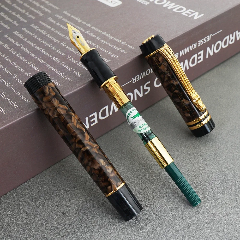 قلم حبر من السيليلويد على شكل تمساح بني ثلجي متوسط الحجم قلم حبر هدية للكتابة، مشبك تمساح للمكتب والمنزل والأعمال