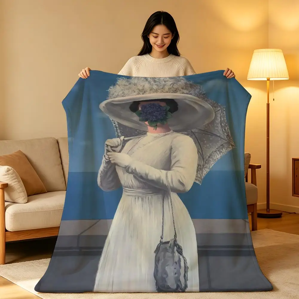 Artist Surreal R-Rene Magritte Throw Soft Warm Flannel Blanket Lightweight for Sofa Bed Couch Travel Adults