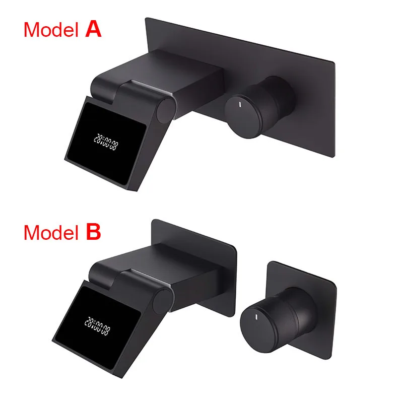 Imagem -04 - Torneira de Exibição Digital Inteligente para Banheiro Fria e Quente Misturador de Lavatório Doméstico Torneira de Água na Parede Novo