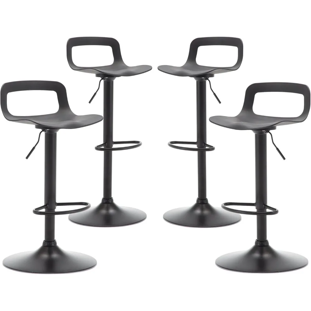 

Set of 2 Modern Bar Stools Plastic Adjustable Counter Height Swivel Stool (Matte White)