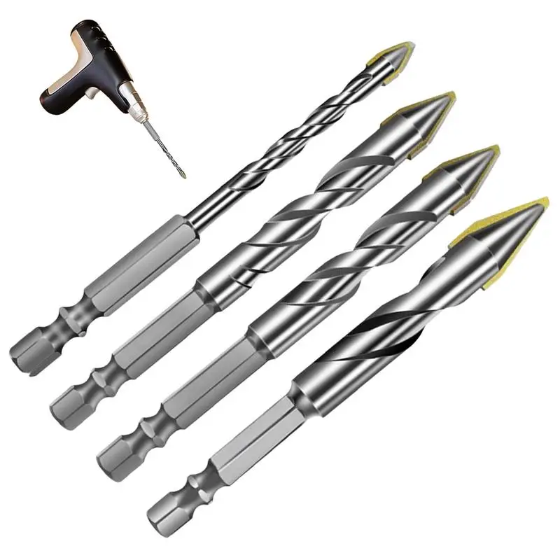 Concrete Drill Bit Set Set Of 4 High Hardness Carbide Drilling Bit Masonry Accessories For Ceramic Glass Tile Marble