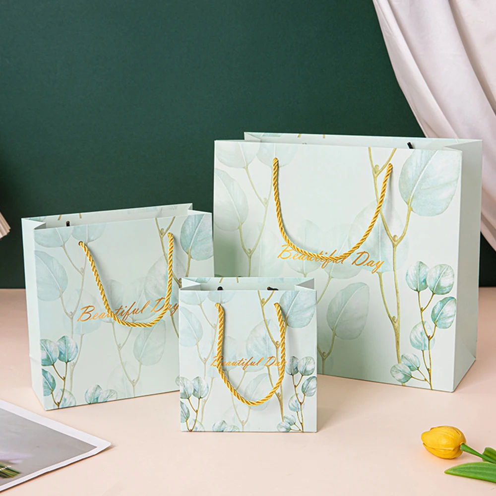 Jewelry Paper Green Handbag Gift Shopping Merchandise Retail for DIY Birthday Business Clothing Christmas Valentine's Day