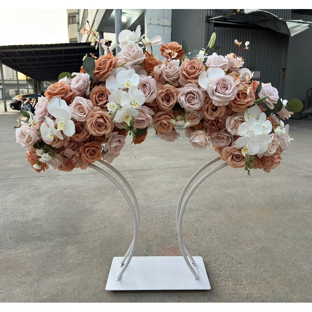 1.2 meters arch floral wedding decoration flower wedding stage background simulation rose, wedding autumn color arch table