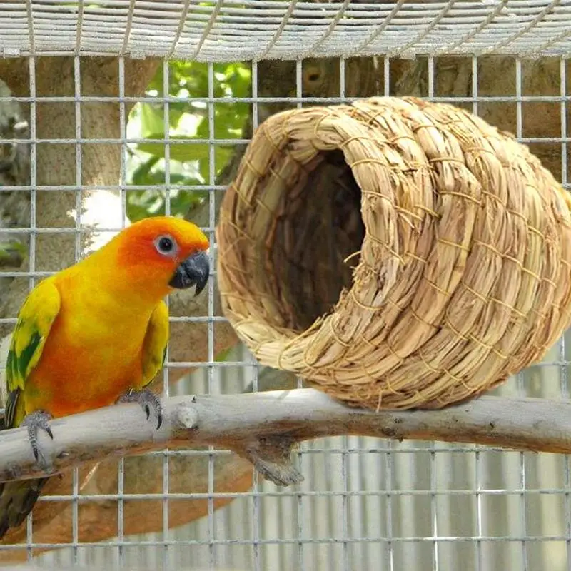 Birdcage Straw Handmade Bird Nest Interests Natural Fiber Simulation Birdhouse Resting Breeding Place For Birds Handmade Nest
