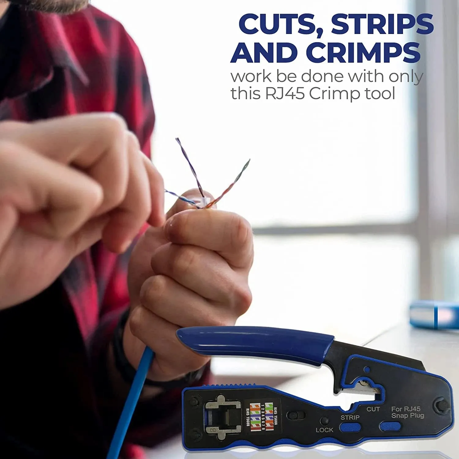 Imagem -02 - Zoerax Pass Through Crimper Cutter Conector Modular Ethernet Crimp Tool Rj45 Cat6a Cat6 Cat5 Cat5e 8p8c