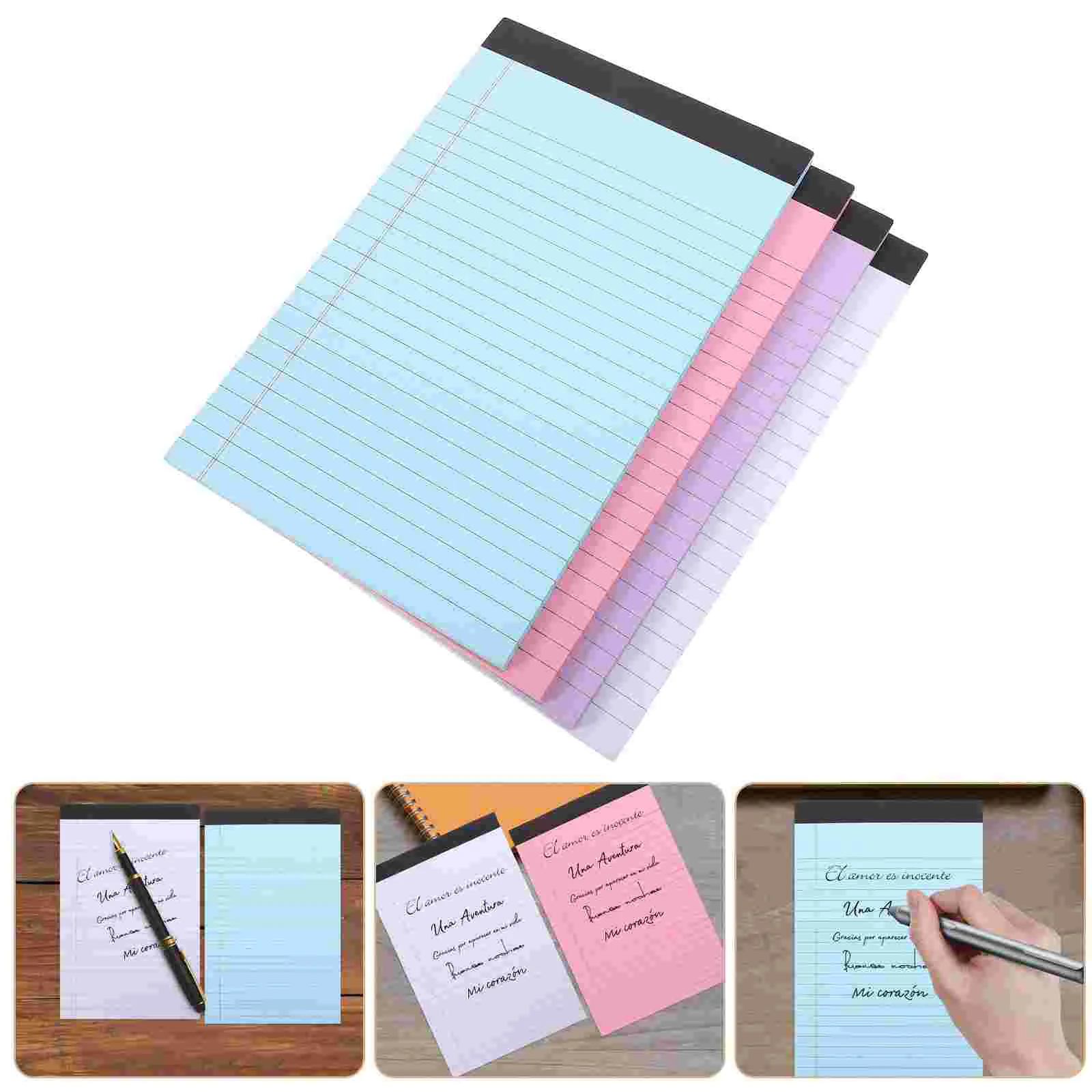 

4 Pcs Note Pads Notebook Writing Horizontal Grid Lined Paper Colored