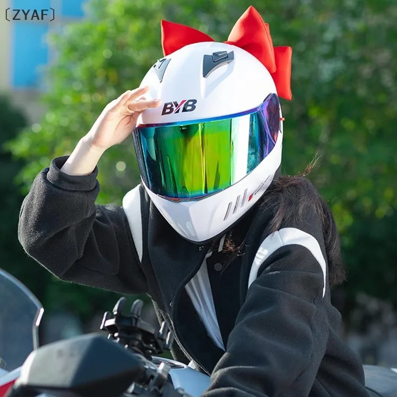 [[ZYAF」 1 قطعة خوذة دراجة كهربائية لتقوم بها بنفسك اكسسوارات Bowknot شفط كأس لفتاة النساء دراجة نارية خوذة القوس الديكور