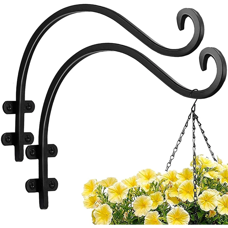 Plant Hangers Outdoor Hanging Plant Bracket, Plant Hooks For Flowers Baskets Planter Bird Feeder Lanterns 16 Inches