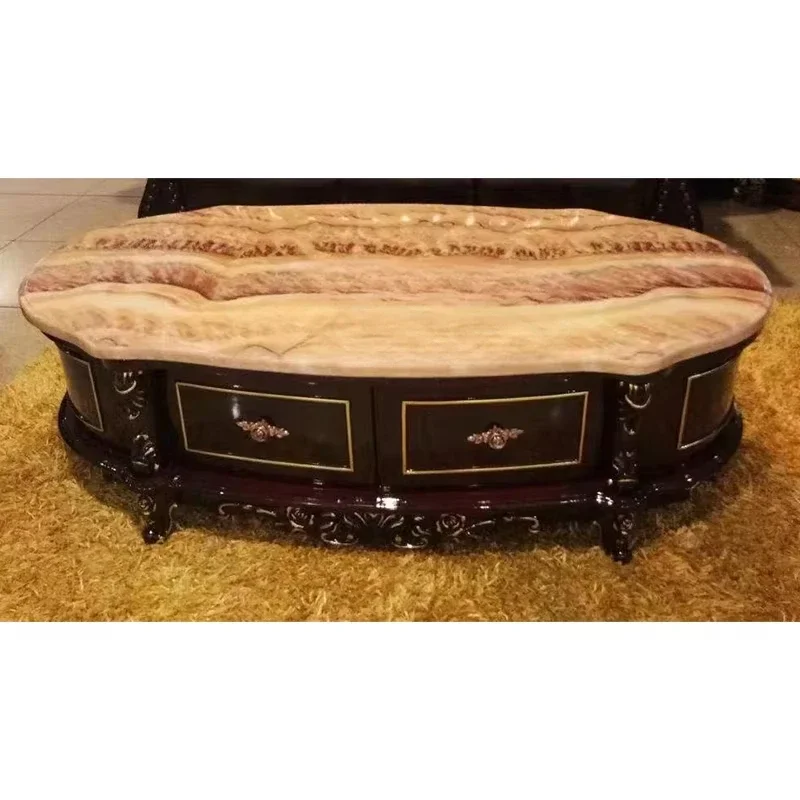A Classic Design Royal Wood Frame Luxury Fabric Sofa Set Furniture European Style Villa Home Living Room Sectional Sofa