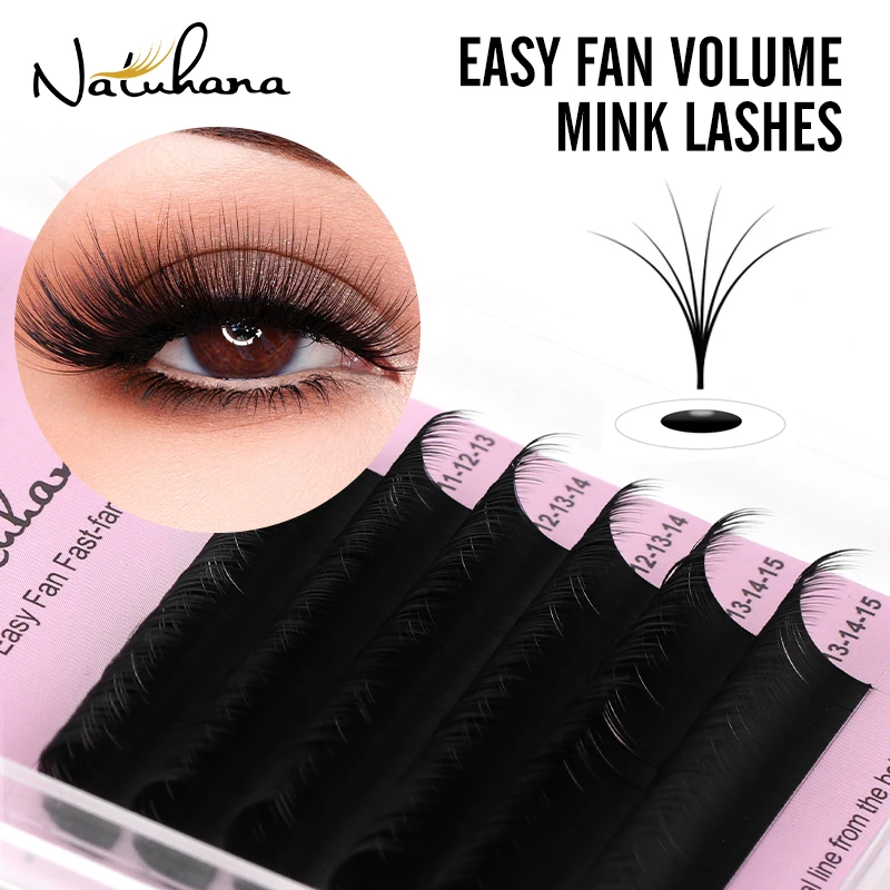 NATUHANA Camellia Lash Extensions Mixed Length Round Lashes Faux Mink Natural Bloom Soft Classic Individual Eyelash Extensions