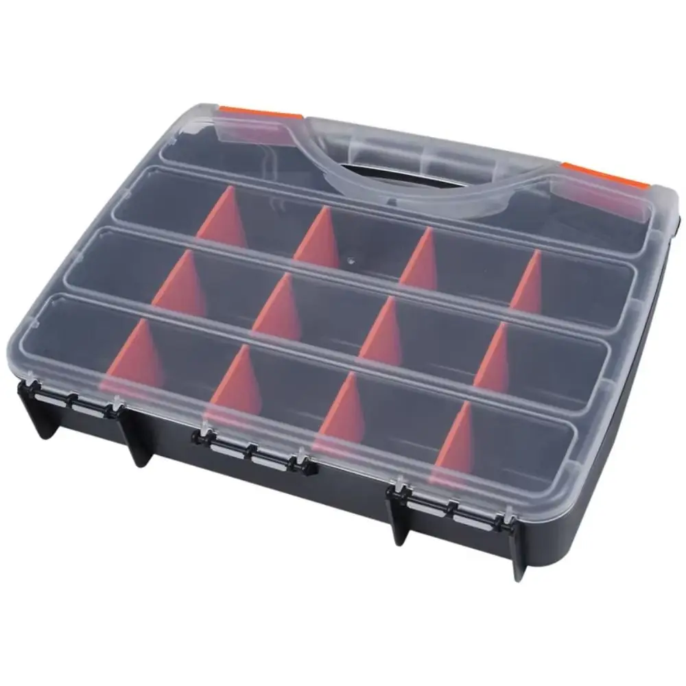 15-Gitter-Schrauben-Aufbewahrungsbox aus Kunststoff, durchsichtiger Werkzeugkasten, Organizer, verstellbares Fach, abnehmbarer Aufbewahrungskoffer für Hardware-Teile