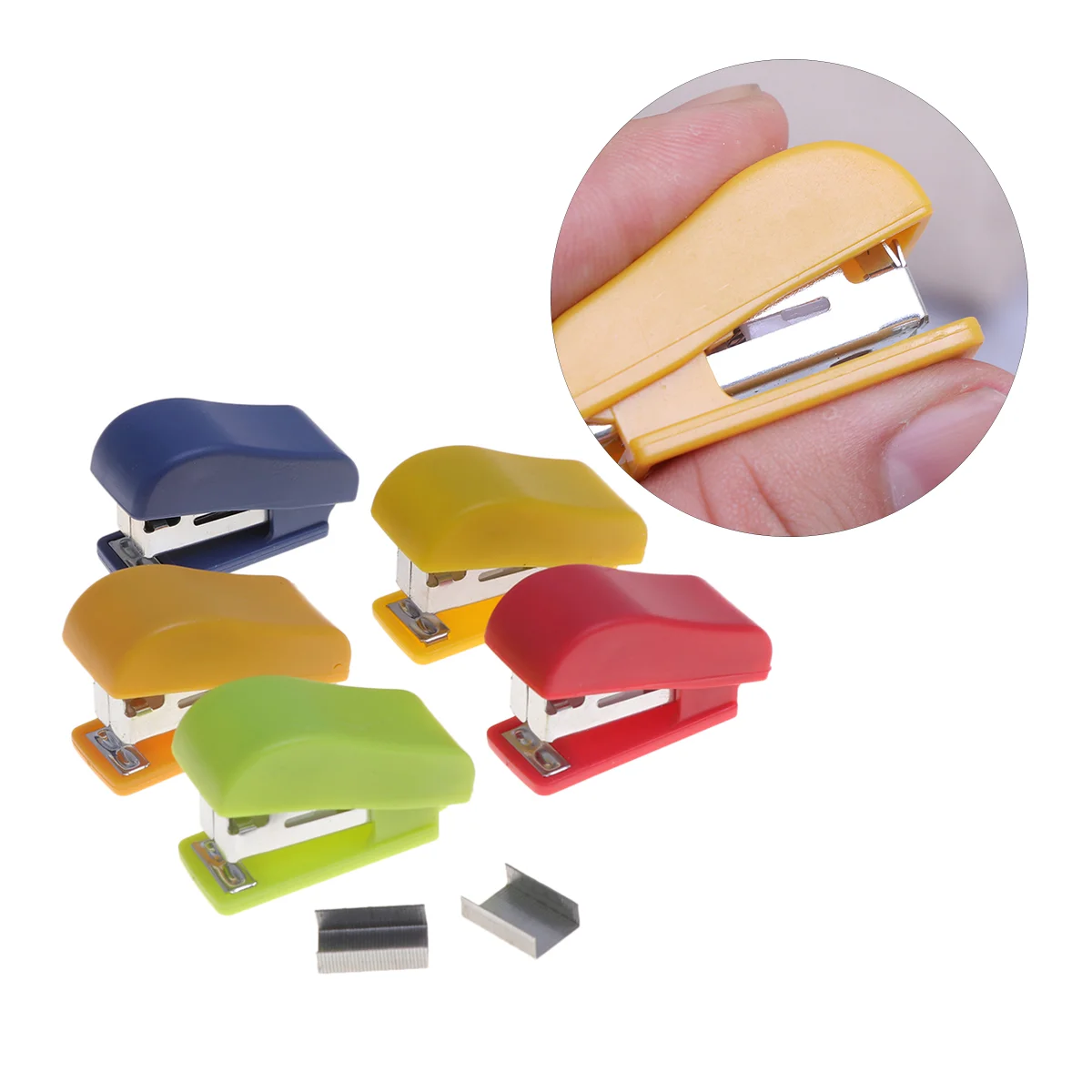 10pcs Mini Desktop Stapler Hand Stapler Office Home Stapler with Staple(Random Color) mini stapler desk stapler