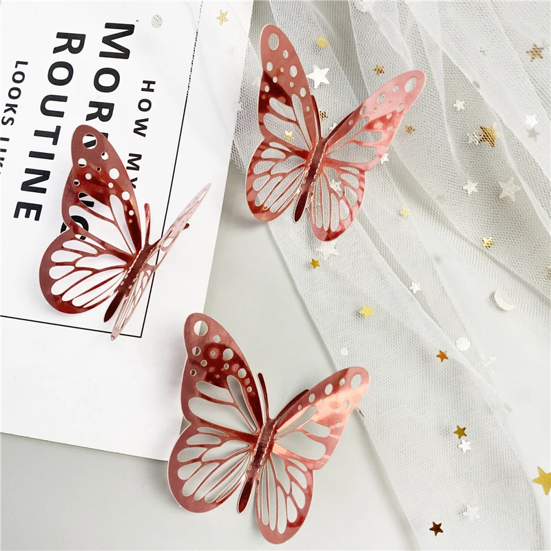 تأثير ثلاثية الأبعاد الفراشات الكريستال الجدار ملصق فراشة جميلة للأطفال غرفة جدار الشارات ديكور المنزل 12 قطعة/الوحدة على الحائط #6