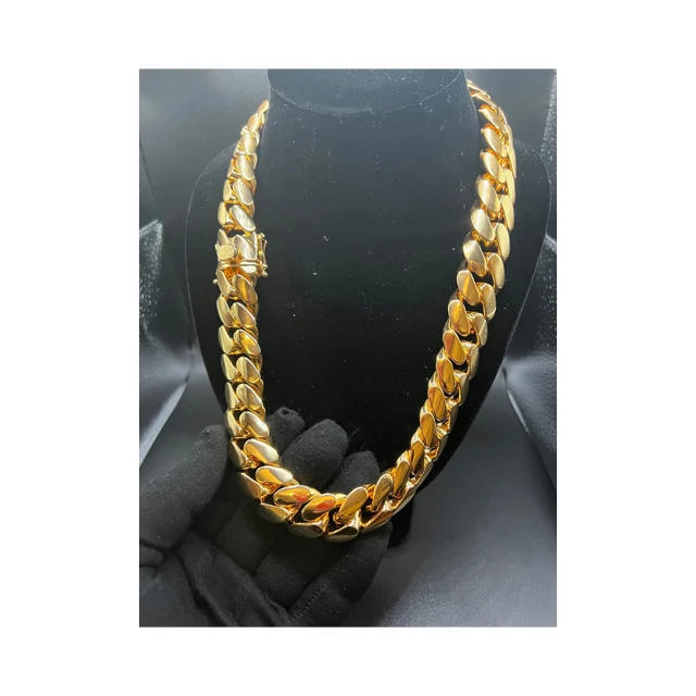 Cuban Link Chain 22mm-22 24-gold Plated 18k Gold 500 Grams Big Chain Stainless Steel Half Kilo Chain