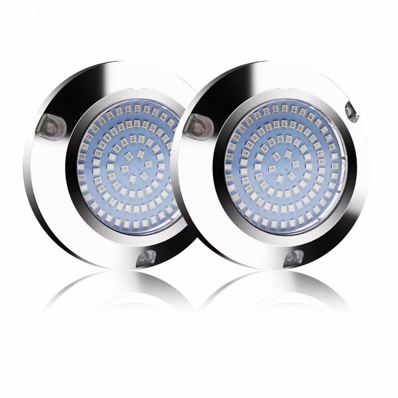 

Dual-Color 42LED Smart Boat Lights IP68 Waterproof Underwater Light with One Button Control Blue White Color Level for Marine
