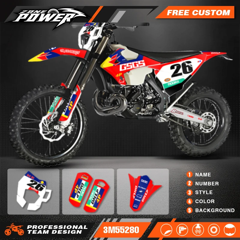 Powerzone Custom Team Graphics Background Decals Stickers Kit for Gasgas Gas Gas EC MC 2018 2019 2020 22