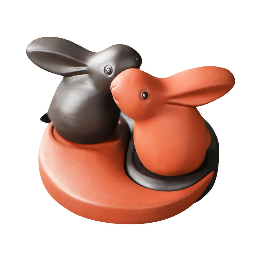 

1Set Purple Clay Rabbit Tea Pet Decor Creative Small Handmade Desktop Ornament Tearoom Artware Home Decoration