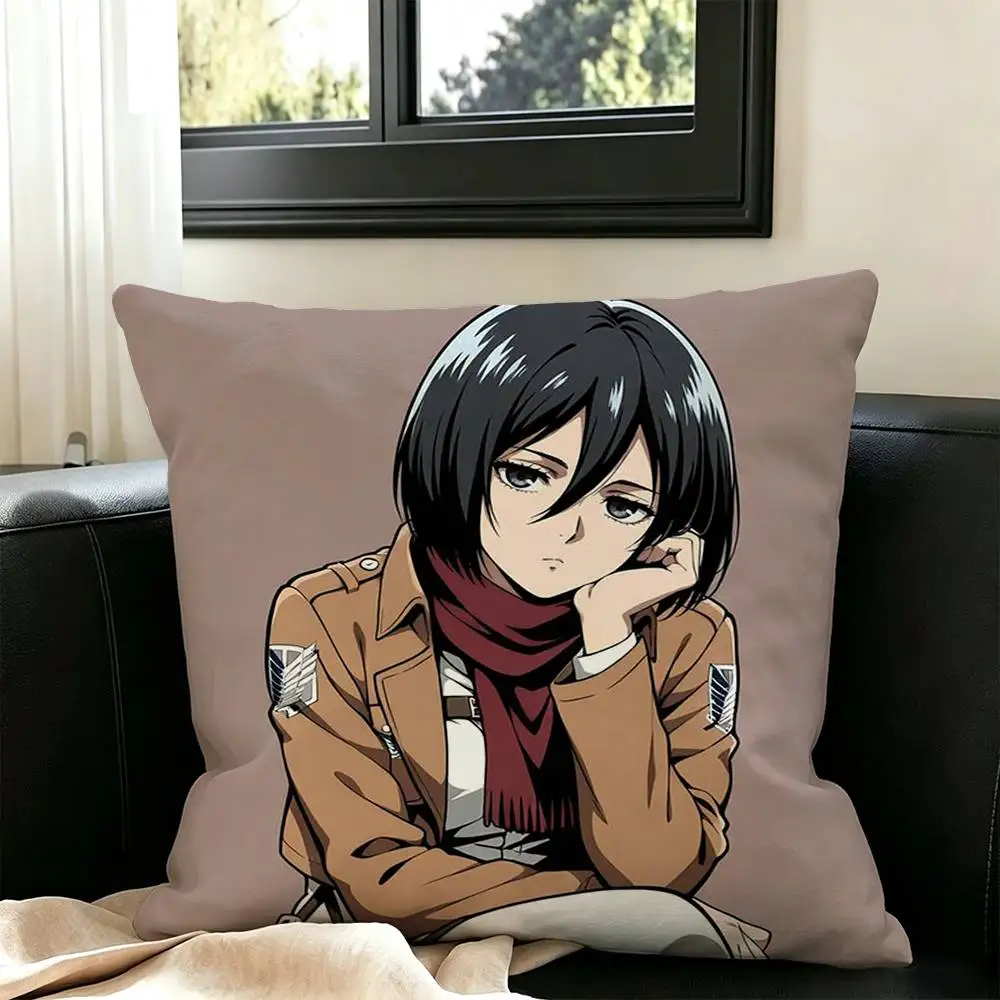 Attack on Titan Mikasa Ackerman  Square Double-Sided printed Pillow Case Bedroom Bedside Pillow Sofa Cushion Cover