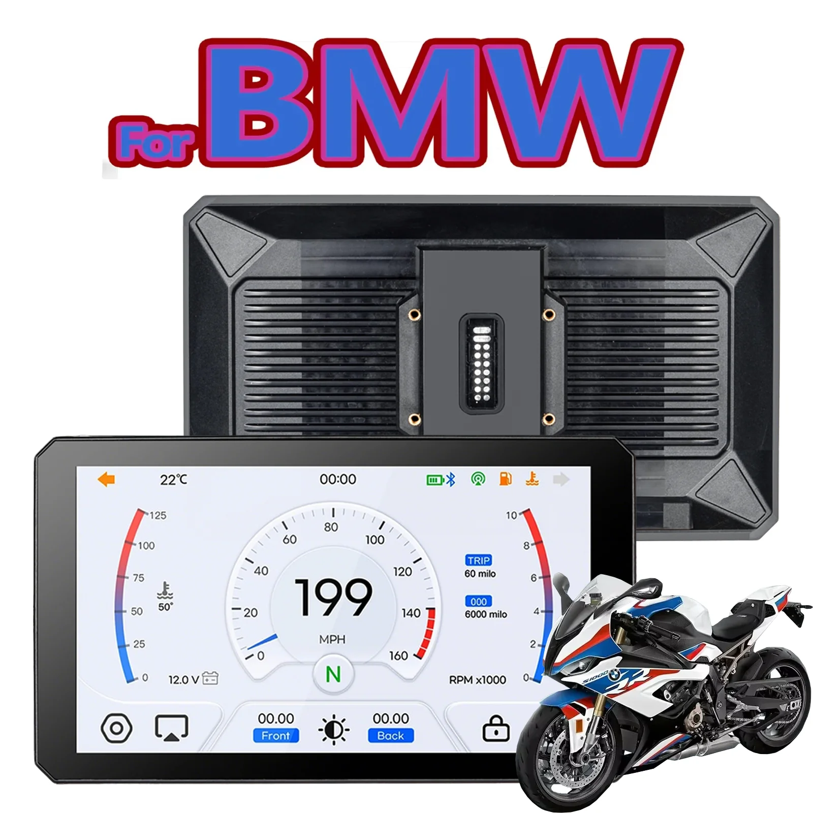 

7-Inch for BMW Navigator Android Auto Motorcycle Carplay Portable Wireless GPS Screen Navigation Support BMW Factory Bracket