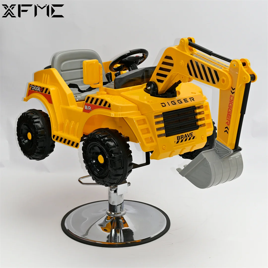 

Special Used Salon Electric Kids Cartoon Styling Chairs Children Salon Toy Excavator Yellow Hair Cutting Chairs for Children