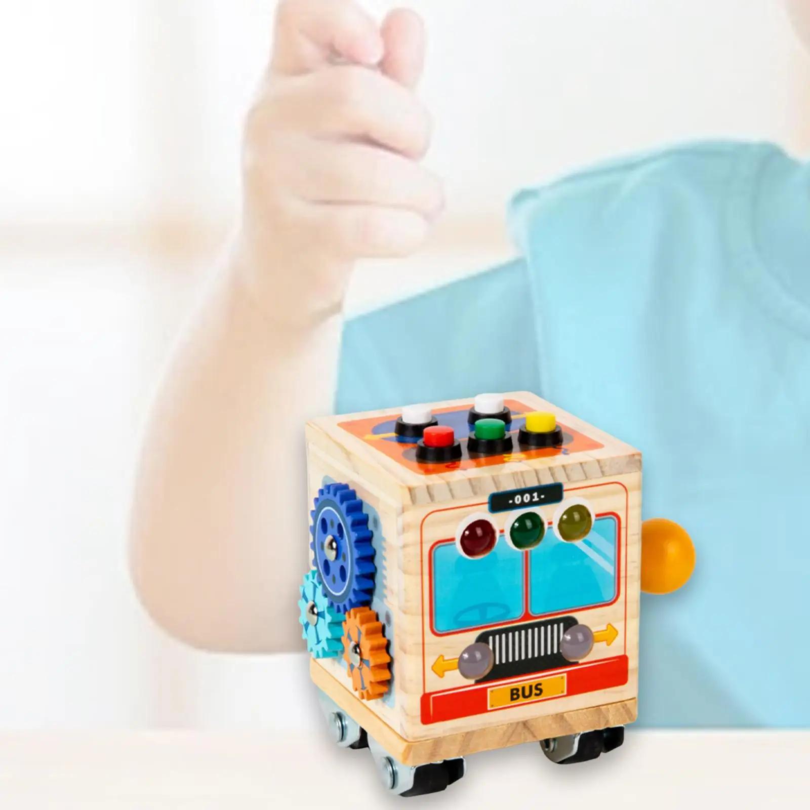 LED Busy Board Busy Bus Toy Preschool Learning Activities LED Wooden Sensory Board for Preschool Children Kids Girls Toddlers