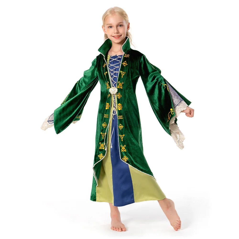 Kids Children Sarah/Mary/Winifred Sanderson Cosplay Costume Dress Outfits Halloween Carnival Suit