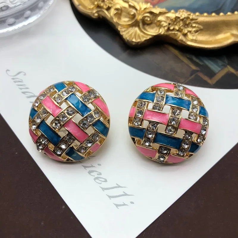 Stylish, minimalist, versatile, colorful enamel enamel vintage hemispherical earrings