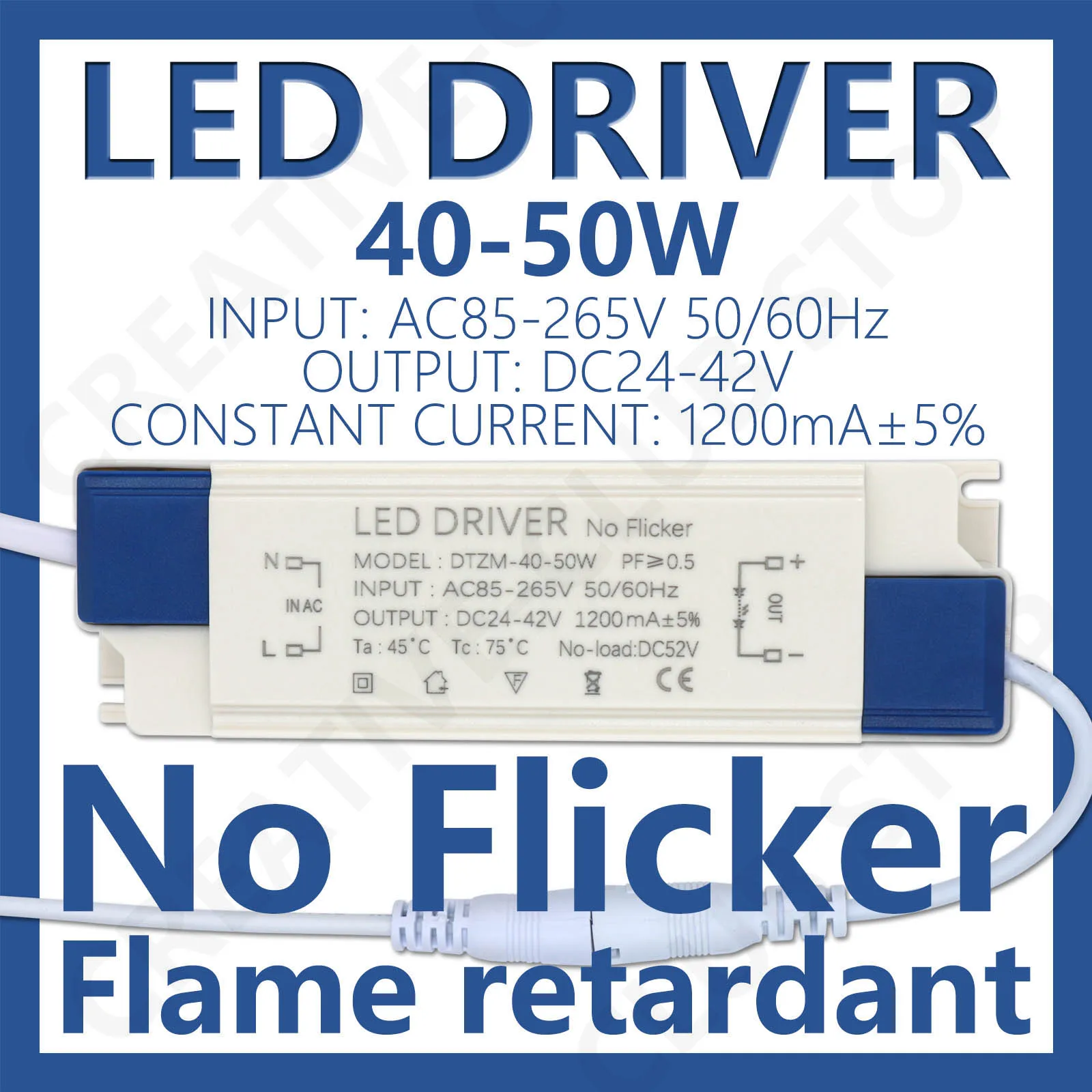 Fuente de alimentación de lámpara de Panel LED, transformador de iluminación, salida de DC24-42V, AC85-265V, 1200mA, 1500mA, controlador externo,