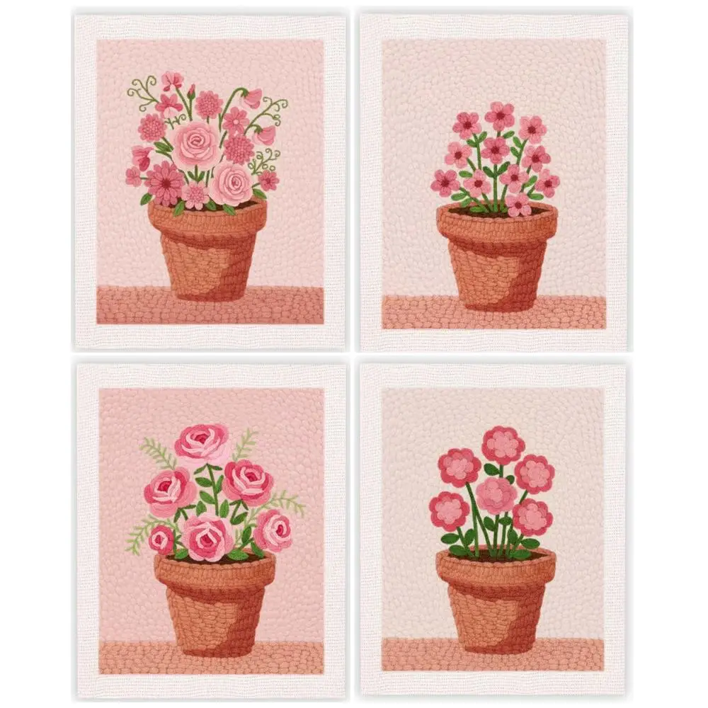 

GATYZTORY 25x30cm Punch Needle Kits Home Wall Decor Adult Hobbies Flowerpot Punch Embroidery Needles Wall Art Picture Art Suppli