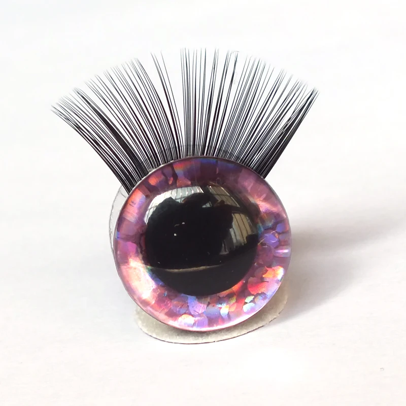 20pcs Toy Eyes With Eyelash 12-30mm Eyelashes 3D Safety Glitter Toy Eyes Eyelash For DIY Plush DIY Doll Making
