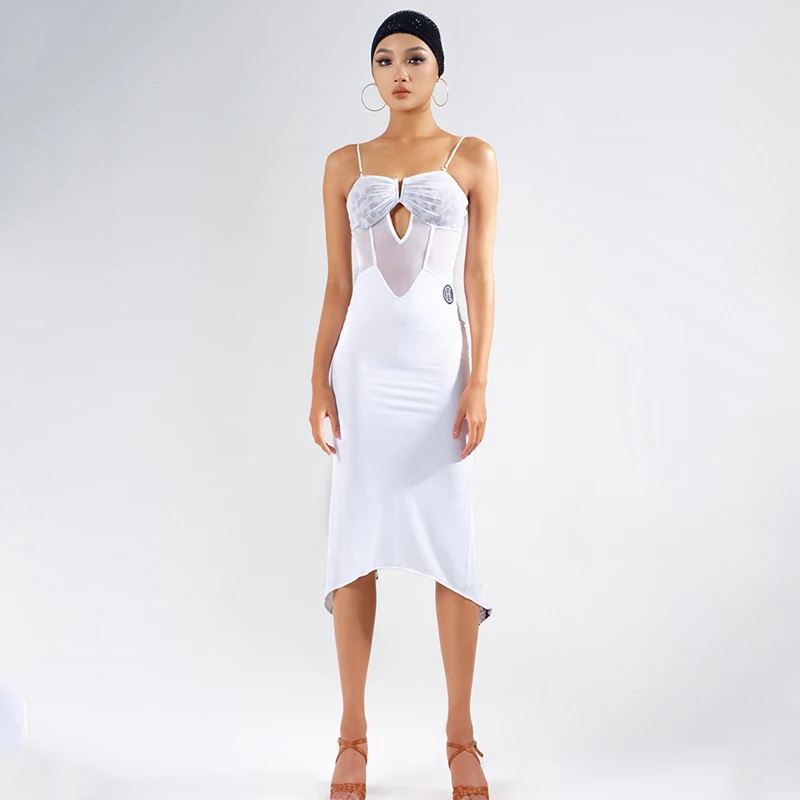 2024 New Latin Dance Dress For Women Sexy Sling Mesh Splicing Clothes Chacha Rumba Tango Female Latin Performance Wear DQS14150