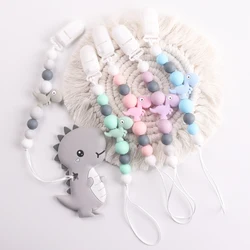 4pcs/5pc Baby Dinosaur Silicone Pendant Pacifier Clips Chains Holder Teether Baby Kawaii Toy Gift