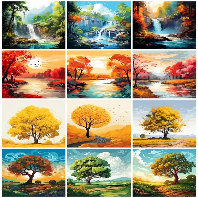 

RUOPOTY Painting By Number Adults New Coloring Landscape Art Supplies Tree Personalized Gift Hand Painting Picture Wall Room Dec