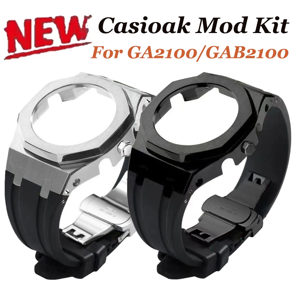 Casioak Gen4 Mod Kit Metal Case Bezel Frame for GA2100 GAB2100 GA2110 with Metal Rubber Strap Wholesale Accessory