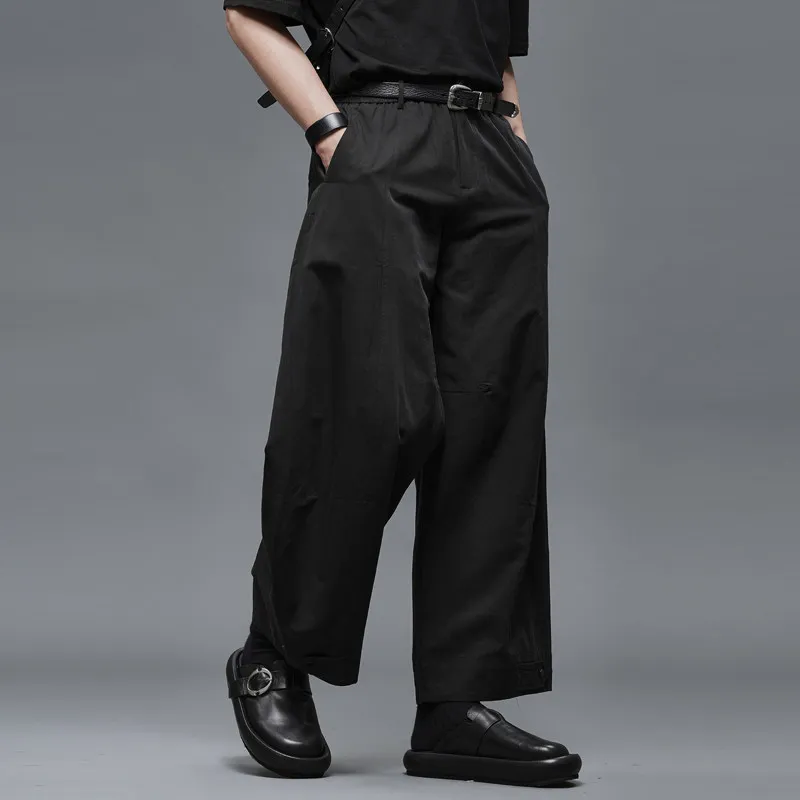 Quality Simple Fashion Minimalist Japanese-Style Retro Men's Straight Loose Cropped Casual Men's Pants