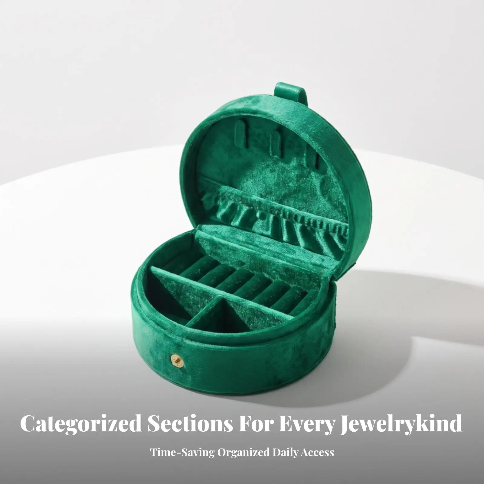 Portable Jewelry Box with Dividers | Soft Lined Interior, Velvet Jewelry Box with Snap Closure, Compact Travel Design