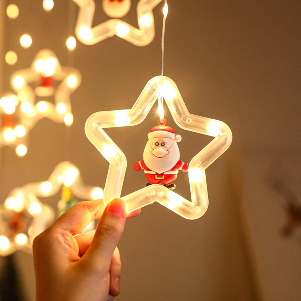 1set Christmas Stars LED String Lights USB Operated Xmas Hanging Lights with Remote Christmas Decorative Lights Indoor Decoratio