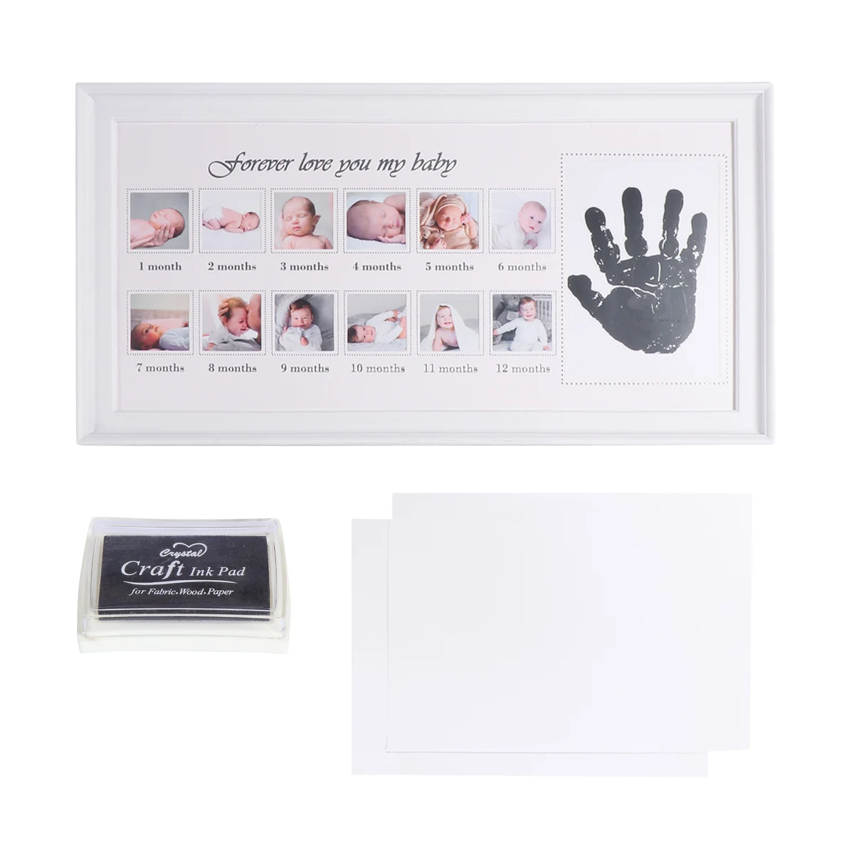 

Growth Record Photo Frame Baby Change Fingerprint for Infant White Newborn Father