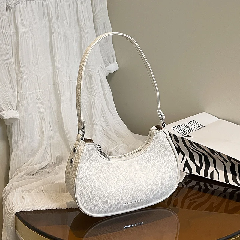 

2025 Soft Leather Underarm Bag Vintage Solid Color Dumpling Purse French Chic Shoulder Tote Elegant Womens Handbag