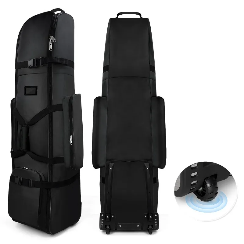 

Folding Golf Travel Cover with Wheels - Airline Approved Durable Luggage Bag for Men Women, Heavy Duty Trolley Style