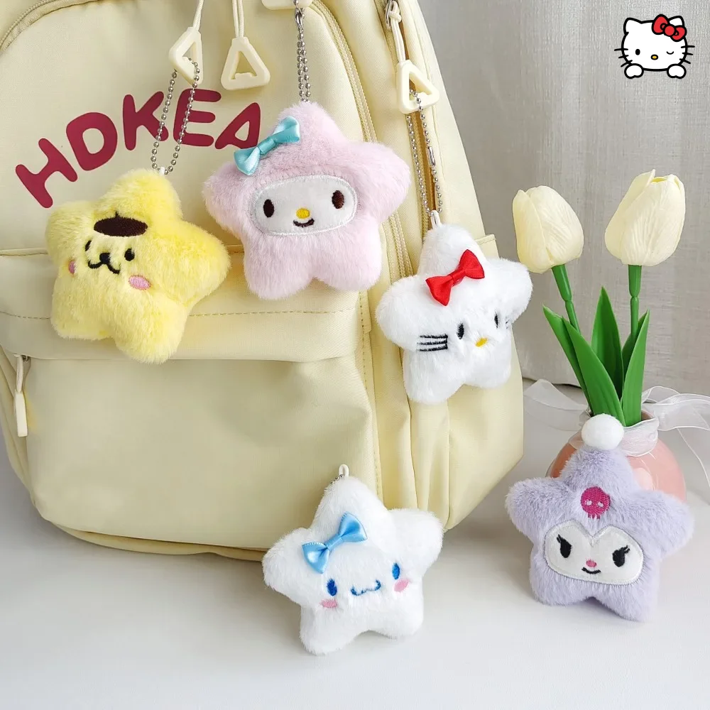 Llaveros de Peluche Sanrio: Kuromi, Cinnamoroll, Hello Kitty, Llavero de Peluche Estrella, Decoración de Dibujos Animados, Regalo Encantador para Festivales