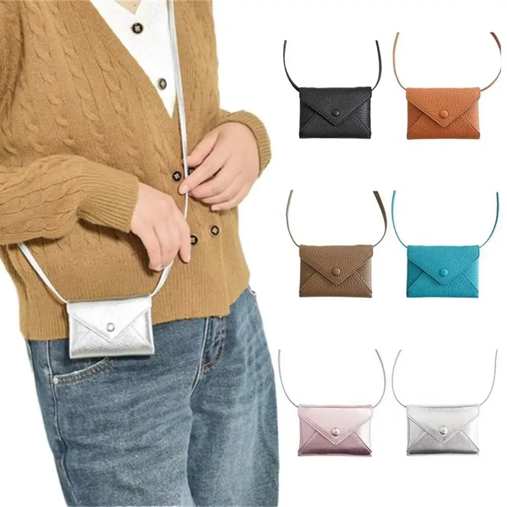 Storage Pouch PU Leather Mini Bag Necklace Solid Color Multifunctional Shoulder Bag 6 Colors Durable Crossbody Bag Storage