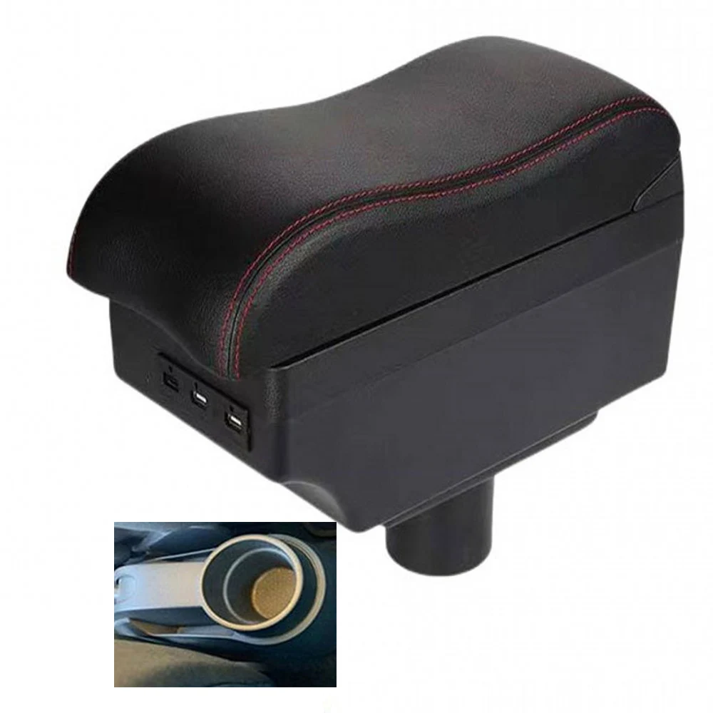 For Car Seat Ibiza 6j 6L Armrest Box Central Content Interior Arm Elbow Rest Storage Case Car-styling with USB Cup Holder